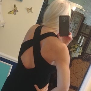 Vtg Express Tricot Black Dress Junior Sz 11/12 super stretchy, backless, travel